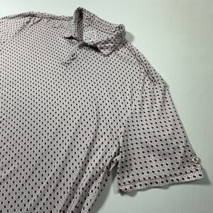 Burlebo Polo Shirt Men’s 2XL White Red Texas Print Stretch Golf Casual